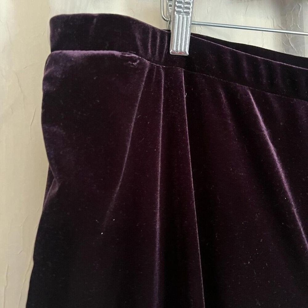SUSAN GRAVER WOMENS PURPLE VELOUR PANTS STRETCH WAIST SIZE 1X - Picture 2 of 4